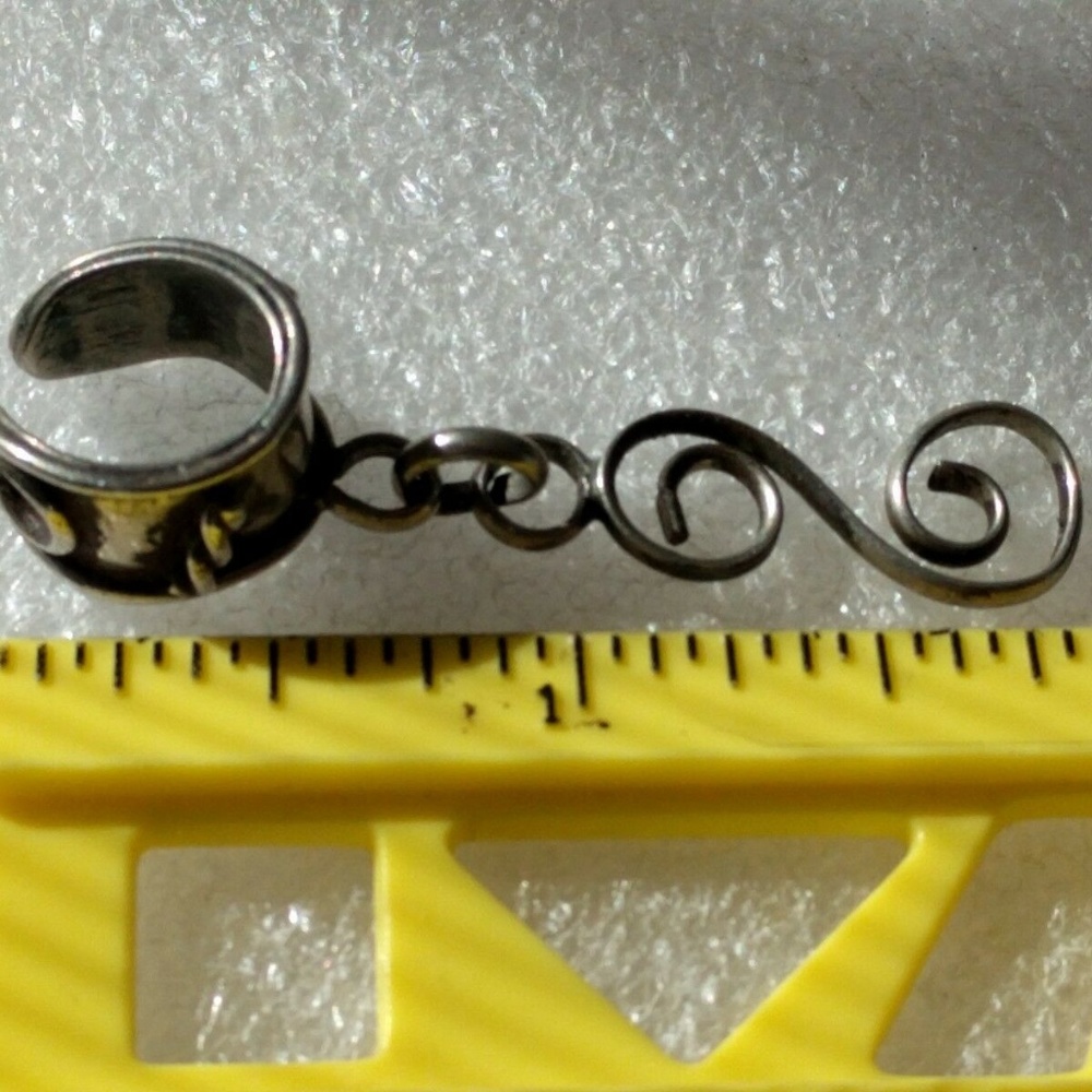 Sterling Silver Scroll Dangle Ear Cuff Earring - image 1
